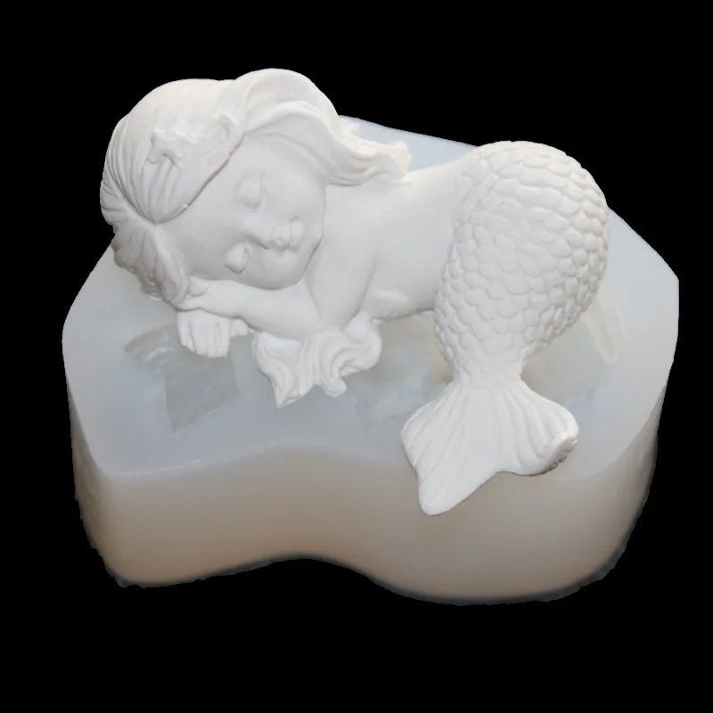 New Fat Mermaid Silicone Mold Sleeping Mermaid Tail Princess Baby Handmade Soap Clay Epoxy Pendant DIY Clay Mold Fairy