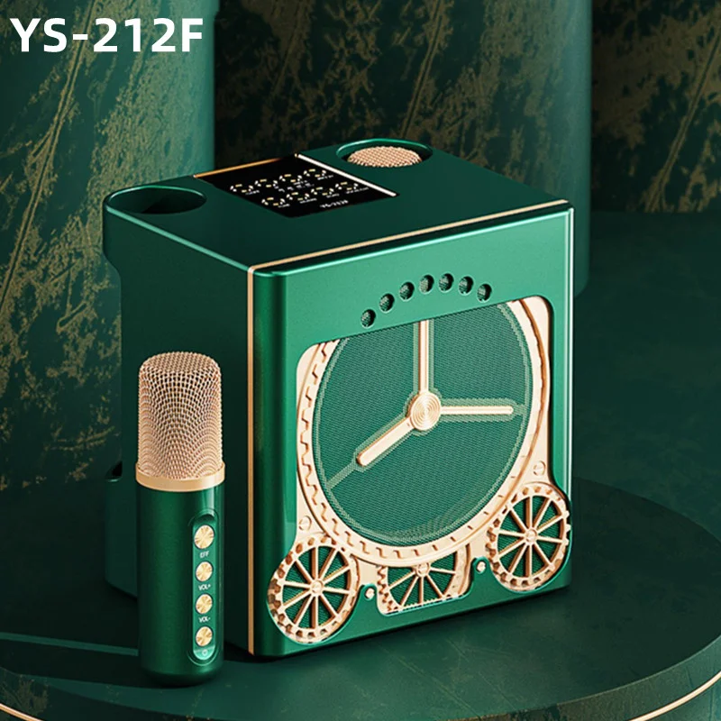 

YS-212F bluetooth speaker home KTV karaoke machine wireless microphone retro speaker all in one machine AUX, TF Genuine Sale