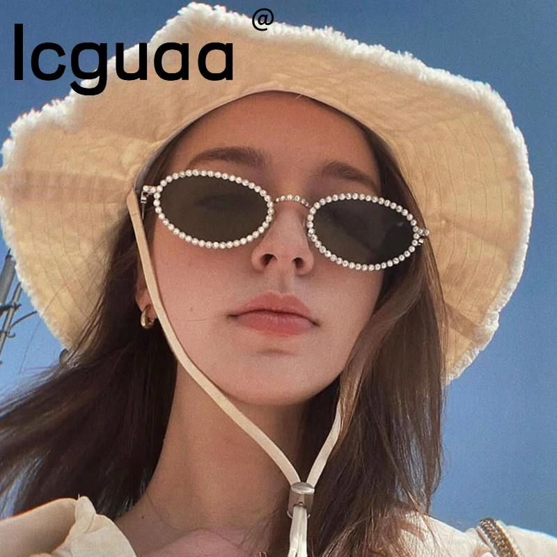 Винтажные Овальные Солнцезащитные очки Y2K для женщин металлические панковские