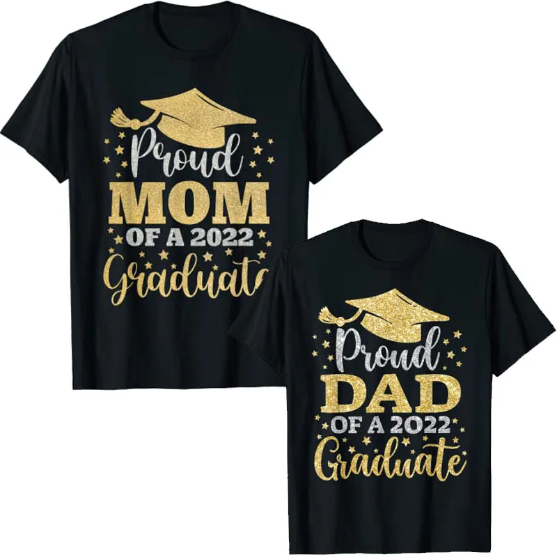 

Daddy Senior-2022 Proud Mom Dad of A Class of 2022 Graduate T-Shirt Letter Print Sayings Quote Graduation Tee Tops Family Gifts