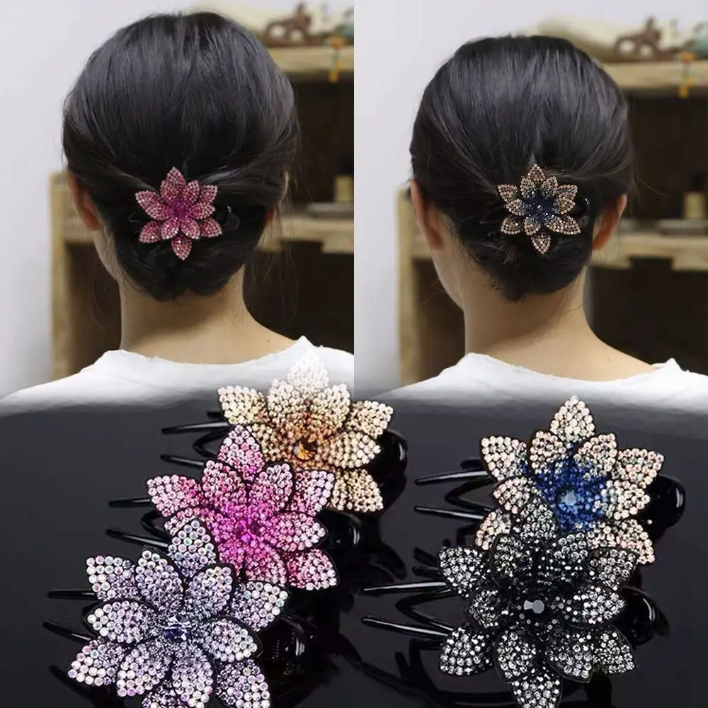 

Jewelry Beauty Styling Tools Hairclips Flexible Hair Dovetail Clip Rhinestone Hair Clip Haircut Hairpin Flower Barrette