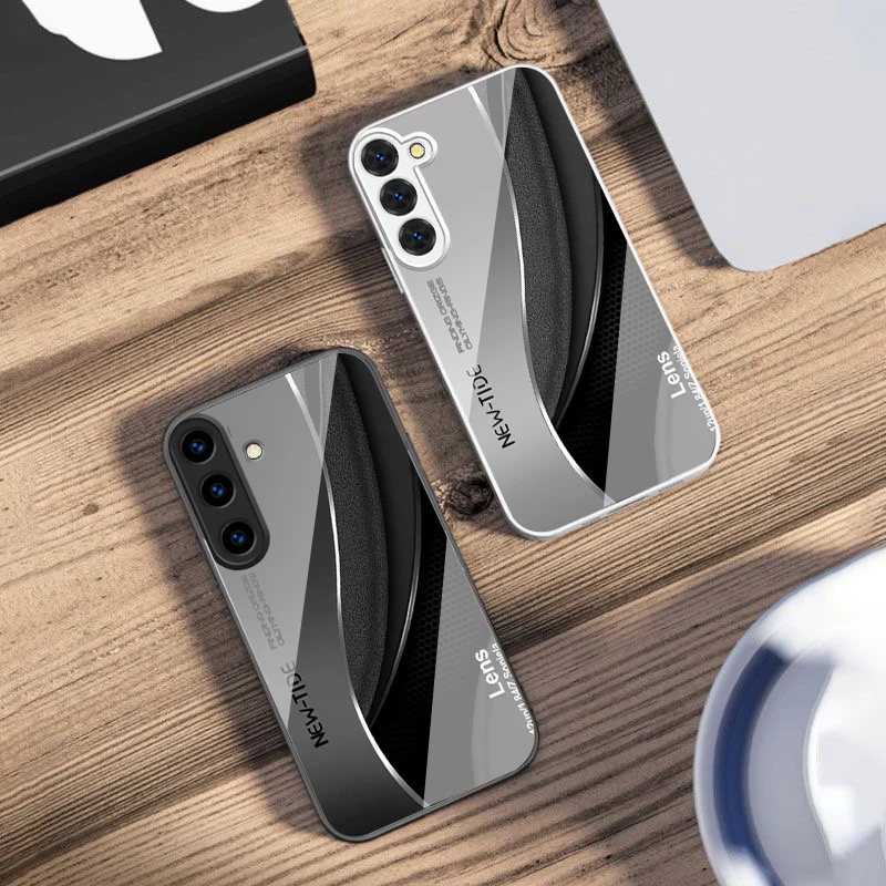 Фото Минималистичный футуристический чехол для Samsung S26 S25 Edge S25Ultra S8 9 S10 20 Ultra S21 Pro 22 Plus S23 FE S24 Ultra из стекла №5