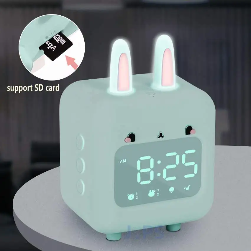 

Kids Alarm Clock Cute Rabbit Digital Alarm Clock for Children Night Light Bedside Clock Sleep Trainer Support SD Card Kids Gifts