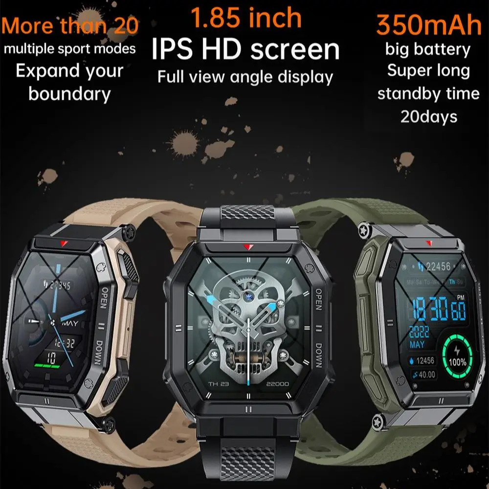 

Умные часы K55, 1,85 дюйма, IPS, квадратный экран, пульсометр, артериальное давление, датчик уровня кислорода в крови, спортивный измеритель шагов для Android и IOS
