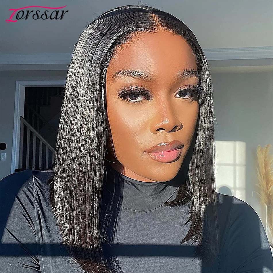 

Short Bob Human Hair Wigs Brazilian Straight Bob Wigs For Women Transparent Lace Frontal Wig PrePlucked Lace Wigs Natural Hair