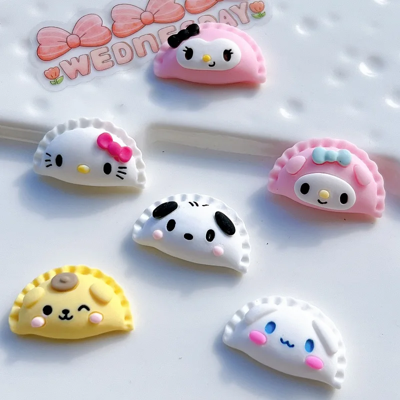 

10Pcs Kawaii My Melody Dumpling Diy Accessories Sanrio Anime Hello Kitty Cinnamoroll Cute Cartoon Hairpin Patch Toy for Girls