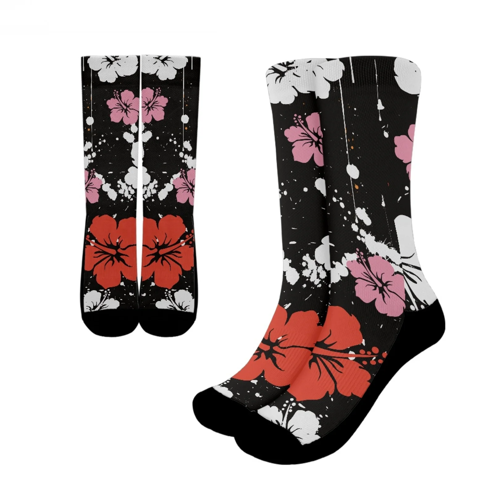 

Polynesian Tribal Samoan Totem Tattoo Samoa Prints Unisex Comfortable Keep Warm Sports Socks Casual Vintage Hibiscus Crew Socks