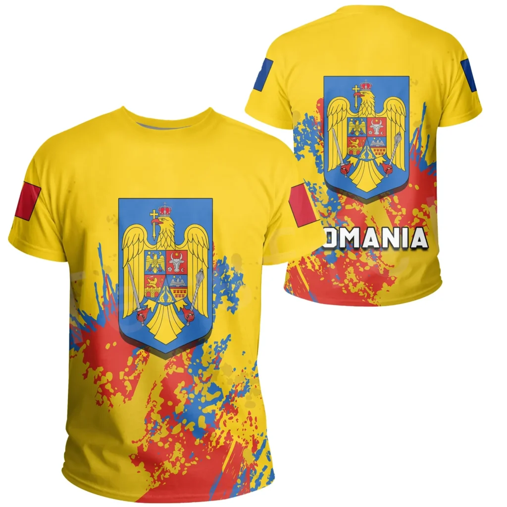 

Romania Symbol European Country Flag Colorful 3DPrint Summer Streetwear Casual Unisex Short Sleeve T-shirt Men/Women