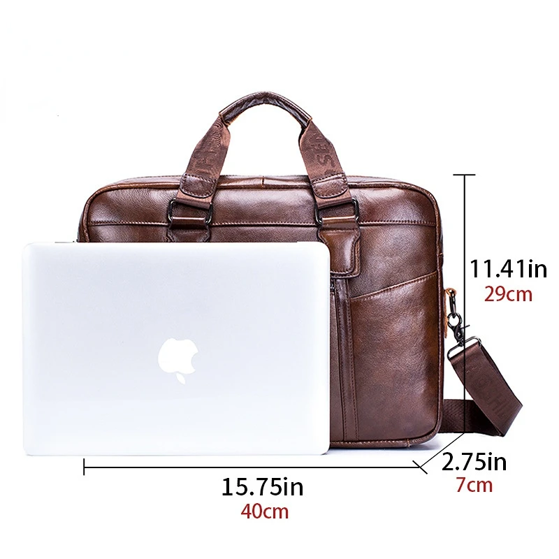 Men's Handbag Genuine Leather Men's Briefcase 14 Inch Laptop Bag Business Combo for Documents A4 Casual Shoulder Bag Messenger