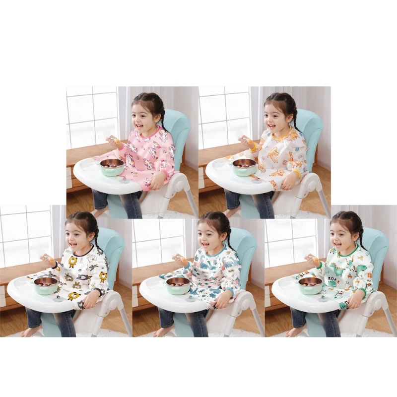 

Newborn Long Sleeve Bib Coverall Feeding Bib with Table Cloth Cover Baby Dining Chair Gown Waterproof Infant Accessories