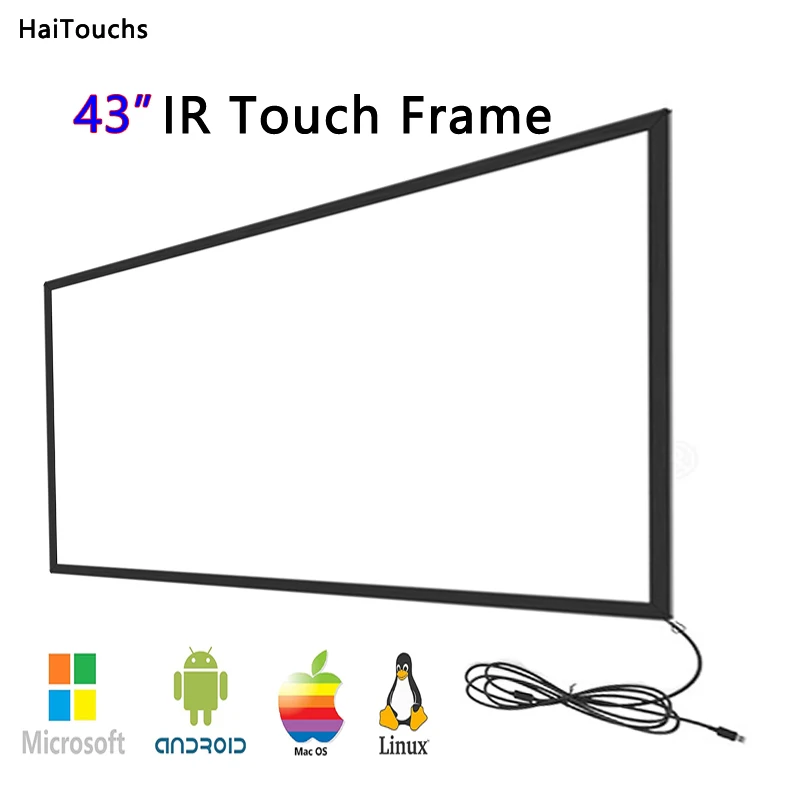 

43-дюймовая мультитач 10-точечная инфракрасная сенсорная рамка HaiTouchs, ИК сенсорная панель, инфракрасное Сенсорное покрытие экрана без стекла