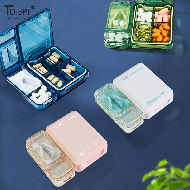

3 in 1 Crushing Pill Box Cutting Machine Portable Mini Slicer Pill Cutter Divider Storage Box Pill Box Cutting Piece Organizer