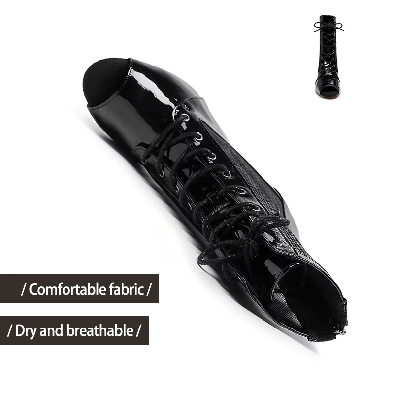 DKZSYIM Sexy Stilettos Women Latin Dance Shoes Black Thin Mesh Boots For Women's Dancing shoes Ballroom High Heels New