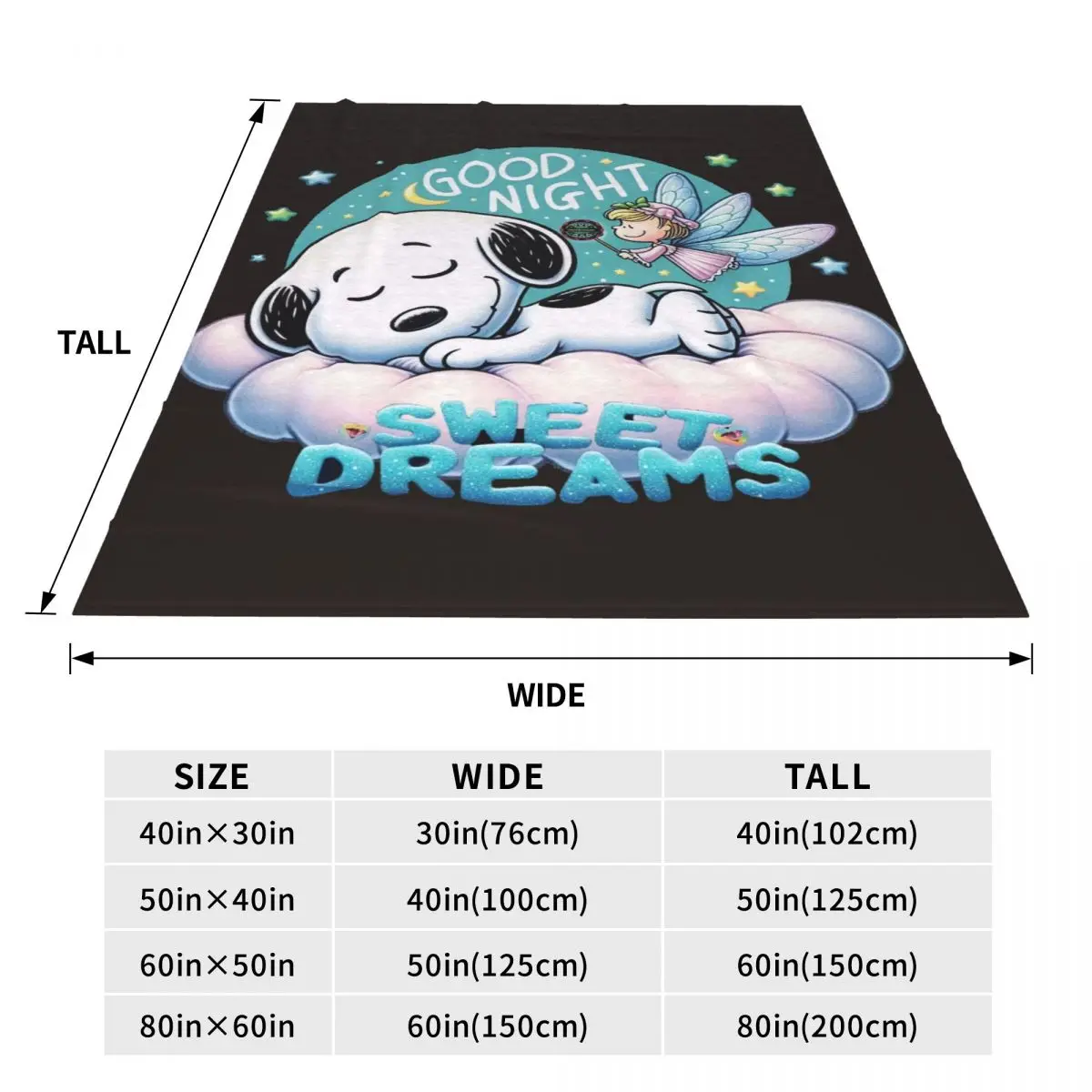 Одеяло Snoppy Good Night дорожное фланелевое одеяло для улицы теплое мягкое