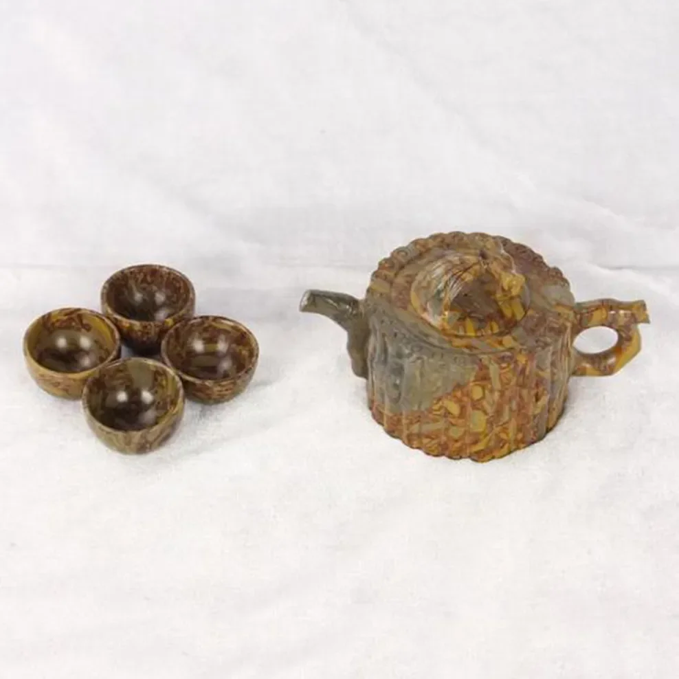 Чайник из натурального камня Nuwa чайный набор цветного для здоровья Нефритовый