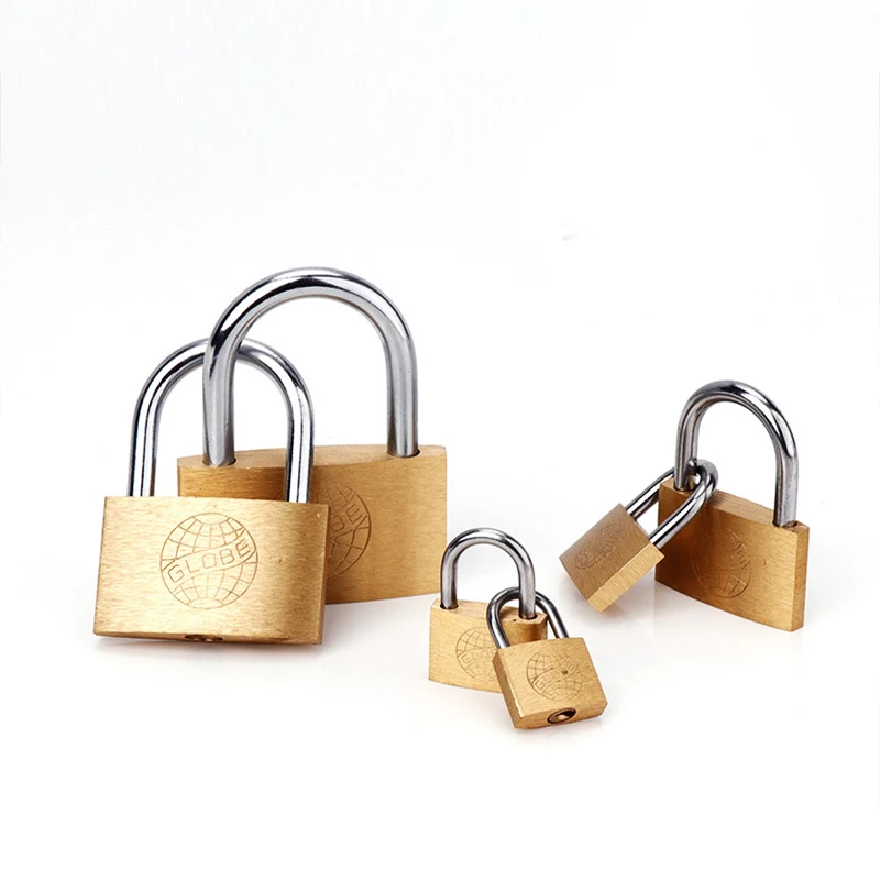 

20mm 25mm 30mm 40mm Brass Padlock Small Lock Bag Drawer Locker Wardrobe Home Hardware Lock Package Including 3 Keys