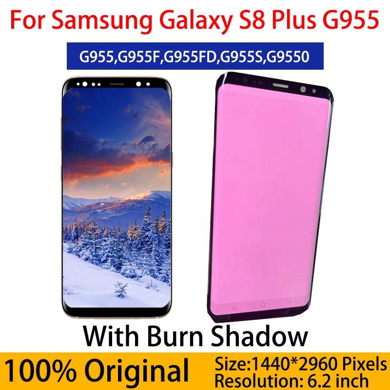 

Оригинальный Amoled дисплей Burn Shadow G955 для Samsung Galaxy S8plus, полный ЖК-дисплей S8 Plus, сенсорный экран, запасные части, 100% Протестировано