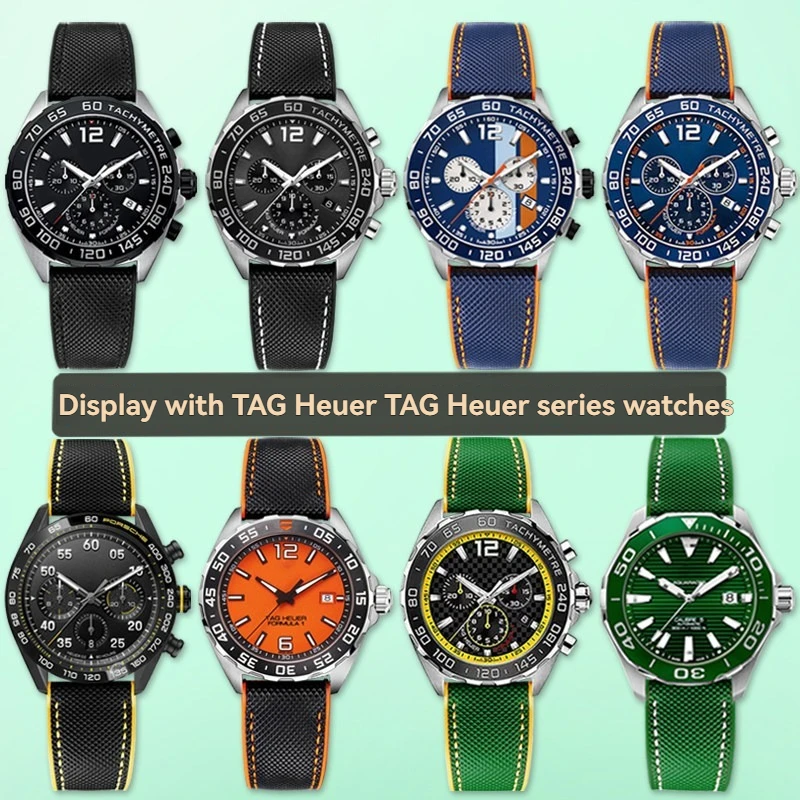 Фото Ремешок для часов из фторкаучука 20 мм, 21 мм, 22 мм для TAG Heuer F1 Gulf Racing Carrera Series, Longines Conquest, IWC, Mido, Tissot, Citizen №4