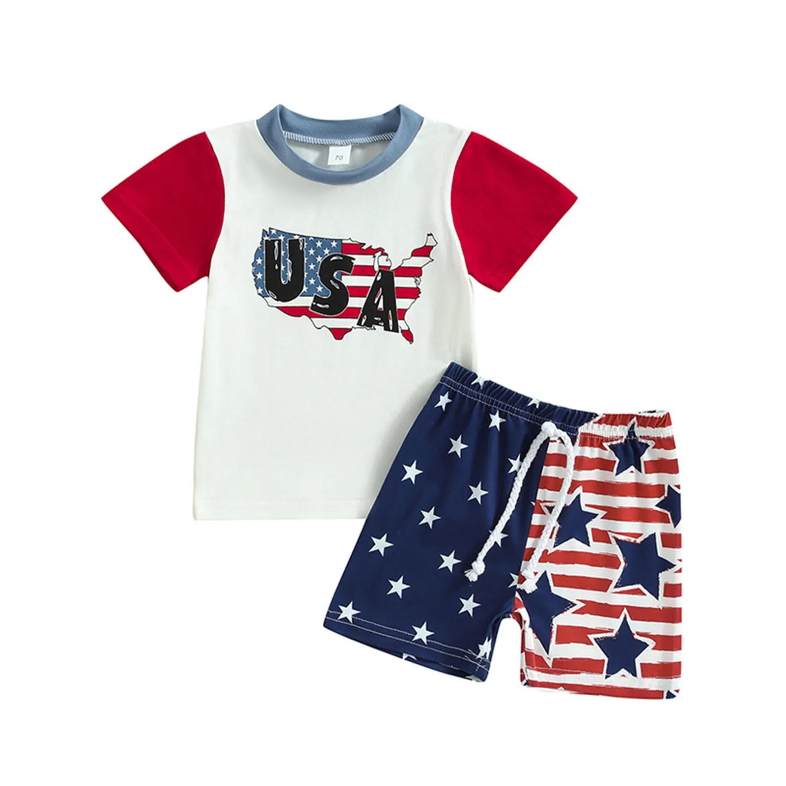 

Toddler Boys Short Sleeve Independence Day 4th Of July USA Letter Prints T Shirt Tops Shorts Child Kids Baby Boy Dress Shirt
