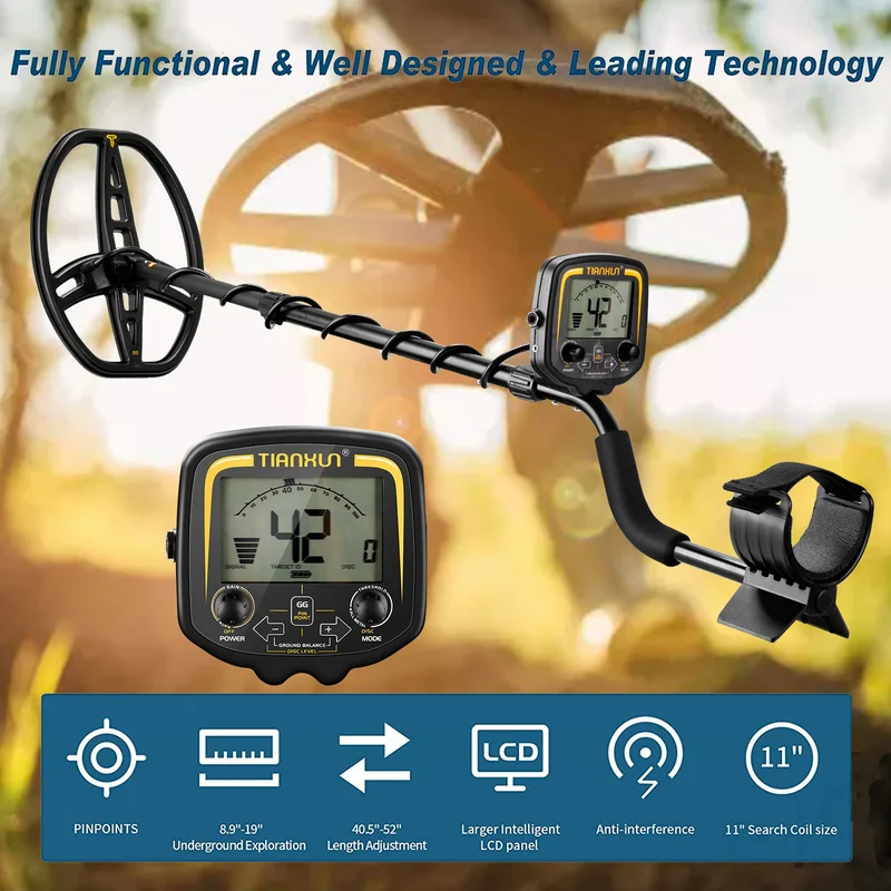 

Professional Underground Metal Detector TX-850 Gold Digger Treasure Hunter Pinpointer Gold Prospecting Mode LCD Display Detector