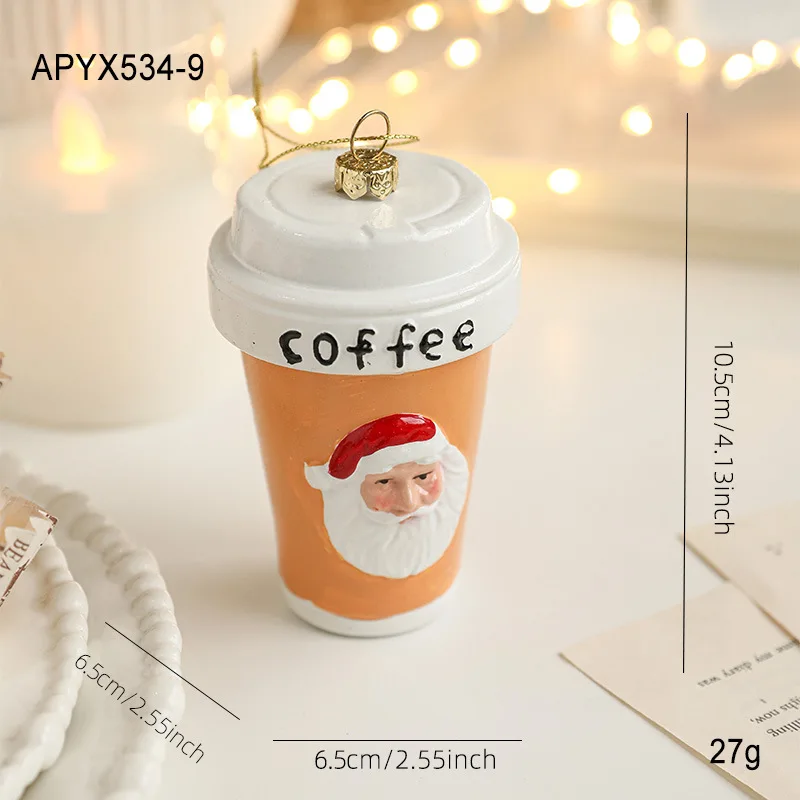 Забавные рождественские украшения в форме напитков — кофе, мокко, лимонад, виски, керамический праздничный декор, рождественские украшения для дома 2026