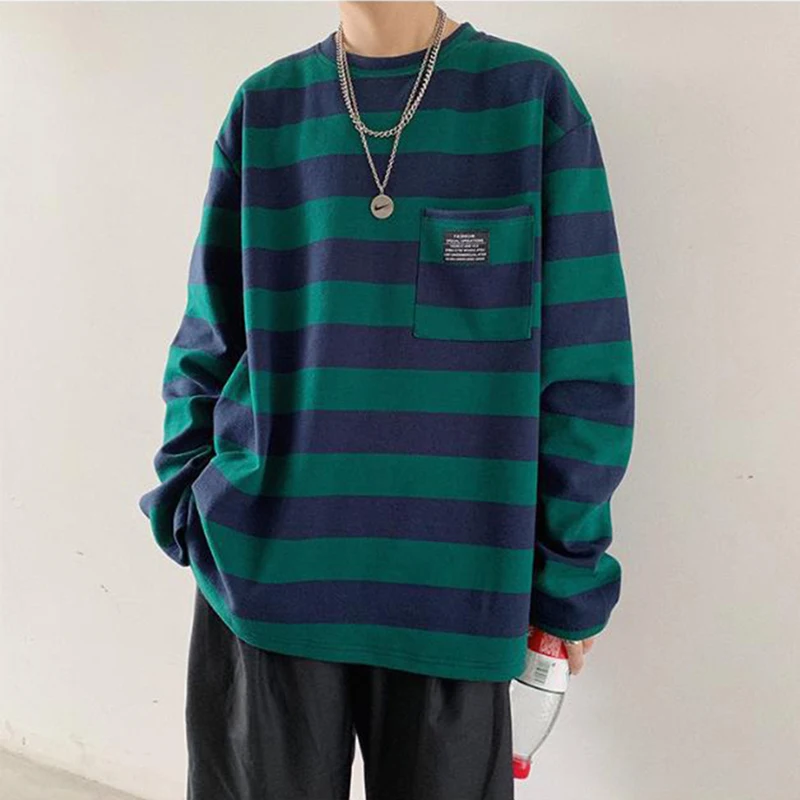

Harajuku Oversized Striped T Shirt Long Sleeve Shirts Streetwear Couple Tops Spring Loose Teen Blouses Gothic Shirt