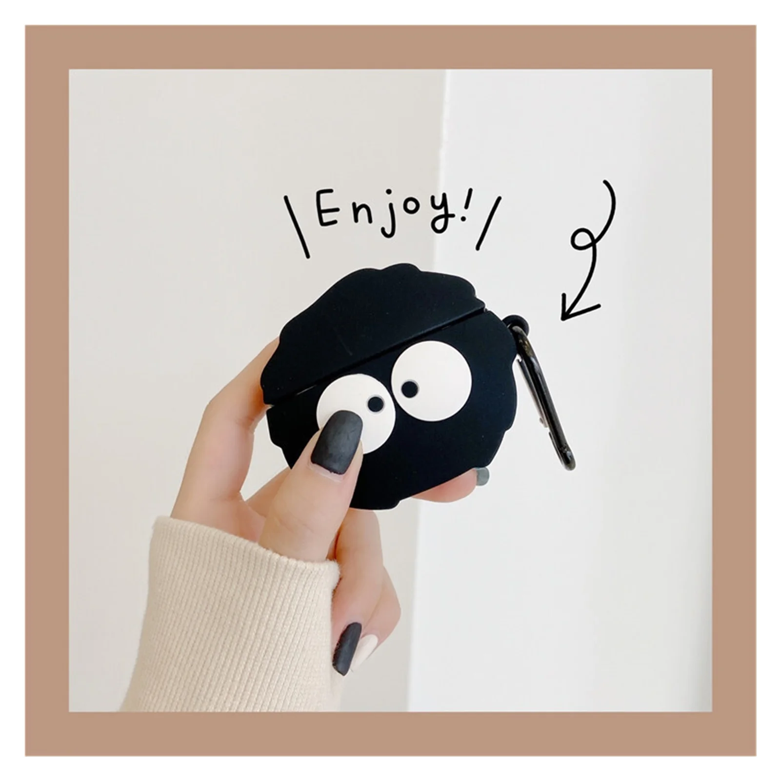 

NEW Japan Anime Black Coal Balls Silicone Earphone Case For Airpods 3 Pro Cute Briquettes Headphone Soft Cover For Airpods 1 2