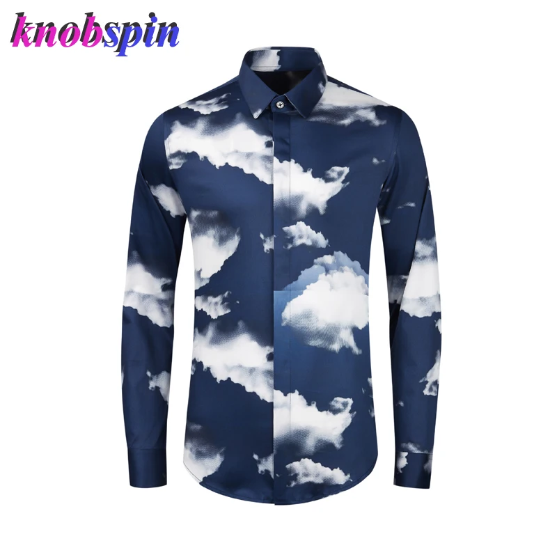 

Kobspin 100% Pure Cotton Shirt Men Casual Slim Long Sleeve Business Male Dress Shirts Fashion Printed Chemise homme M-4XL