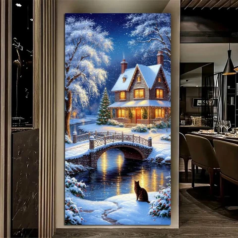 Алмазная живопись Fatcat Рождественский снежный дом