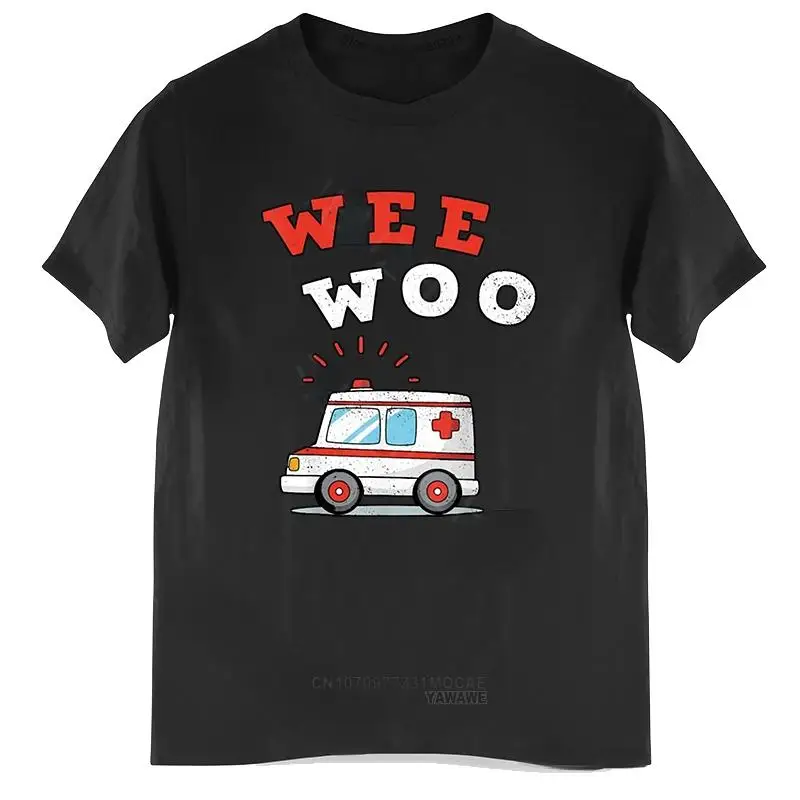 

Футболка с принтом скорой помощи Wee Woo, Повседневная модная Ретро футболка для женщин и мужчин, летняя свободная крутая дышащая уличная одежда, футболки, топы