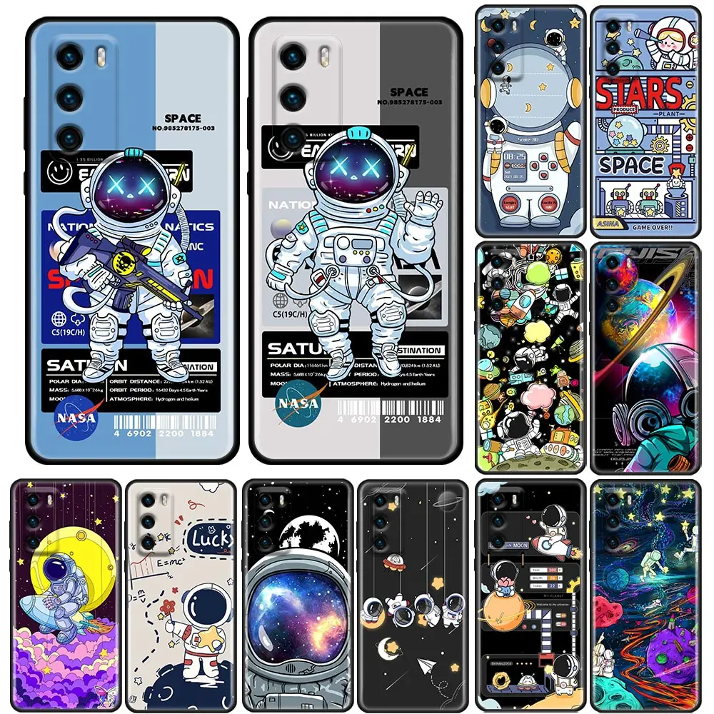 

Cute Cartoon Astronaut Space P30Lite Silicone Case For Huawei P20 P30 P40 P10 Lite P50 Pro Plus P Smart Z 2019 Cases Soft Cover