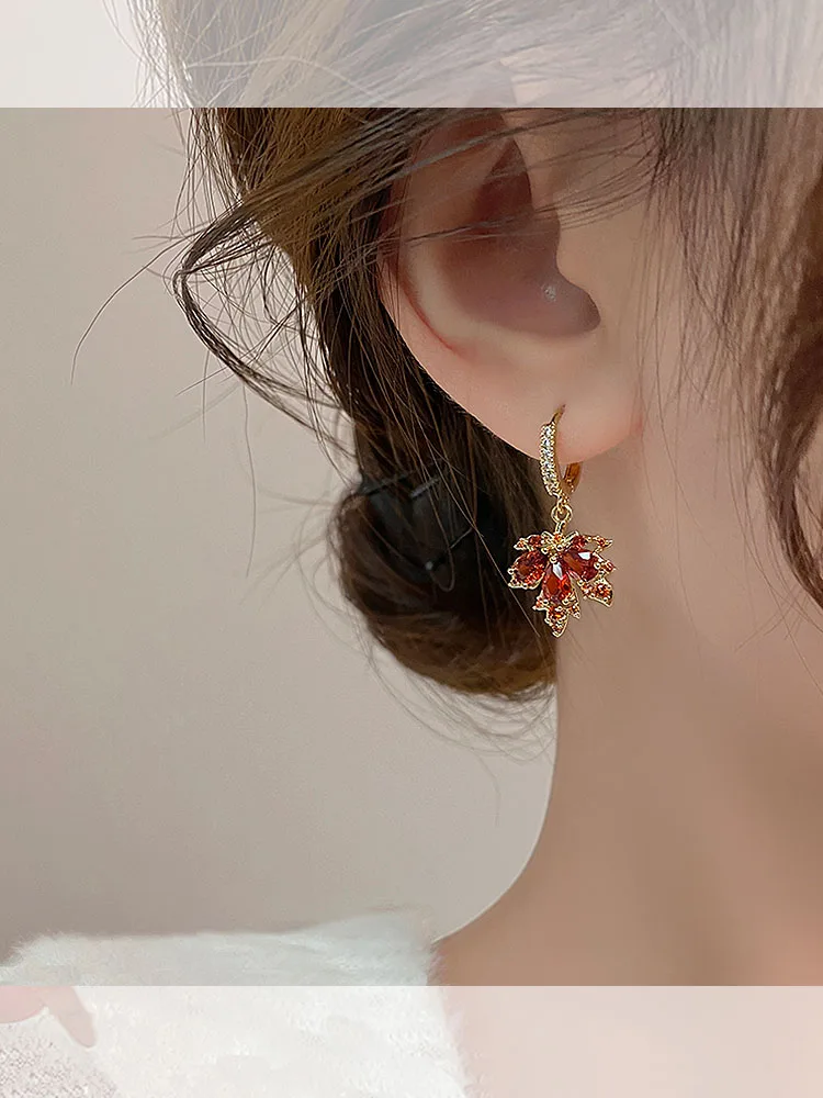  Серьги с пряжкой High Sense из красного кленового листа осенние и зимние серьги Personali