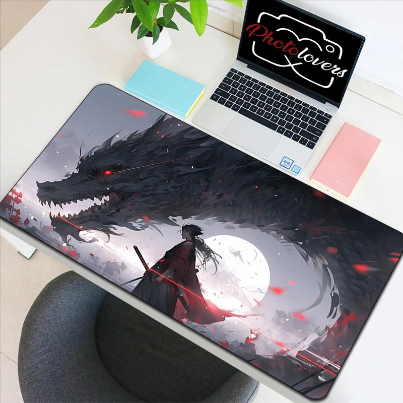 

Коврик для мыши с аниме «дракон и воин», скоростной коврик для клавиатуры, компьютерного стола, игровые аксессуары для ПК, большой размер Xxl