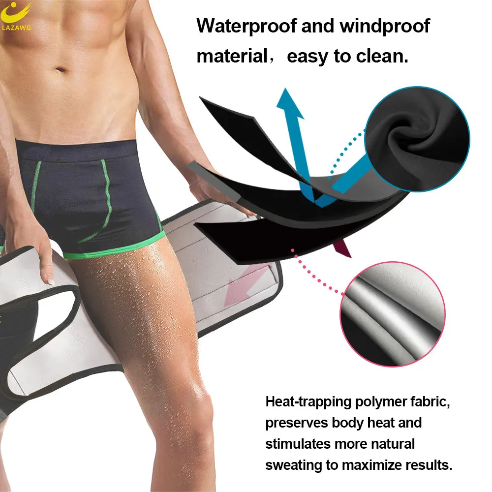 LAZAWG Thigh Trimmer for Men Wrap Sauna Legs Belt Compression Band Sport Brace Slimmer Body Shaper Fitness Exercise Workout