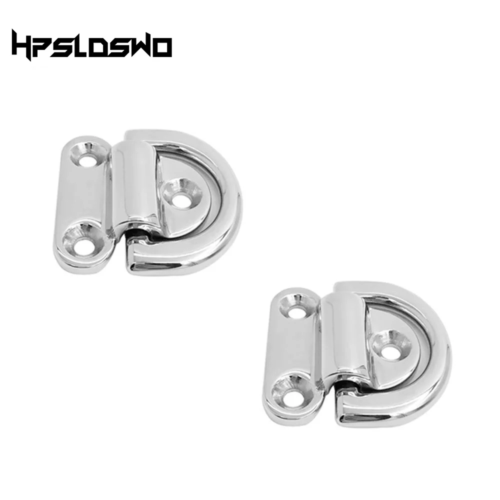 

2X Boat Folding Pad Eye Lashing D Ring Marine Stainless Steel 316 Tie Down Cleat Yacht Motorboat Truck Mirror Polish Accessories