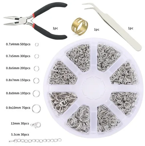 

1 box Open Jump Rings Split Rings Link Loop Set Basical Jewelry Kits For DIY Jewelry Making Findings Connector