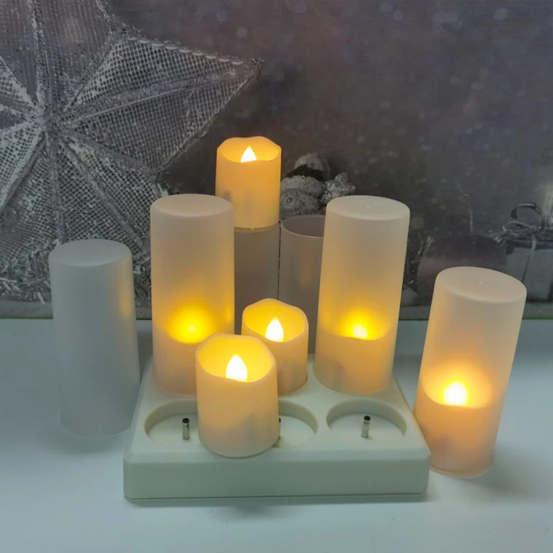 USB свечи с перезаряжаемой батареей светодиодный мерцающим пламенем и таймером