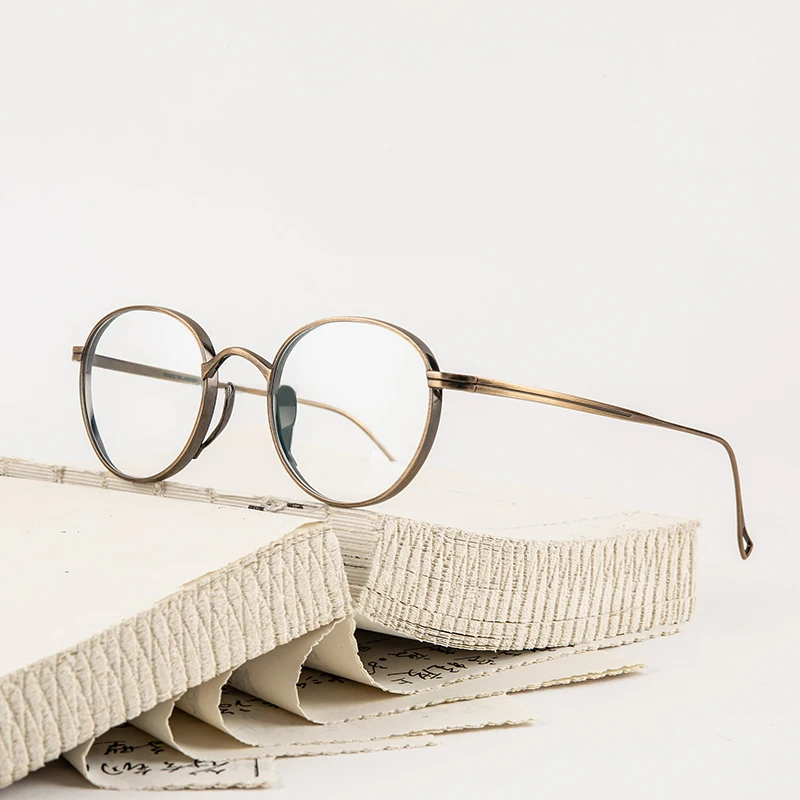 

Japanese Hand-made Retro Round Titanium Spectacle Frame Men Women's Optical Glasses Ultralight Vintage Oval Eyeglasses Female