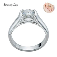serenity day real 2 ct d color moissanite wedding rings for women 18k white gold plated s925 sterling silver bridal fine jewelry