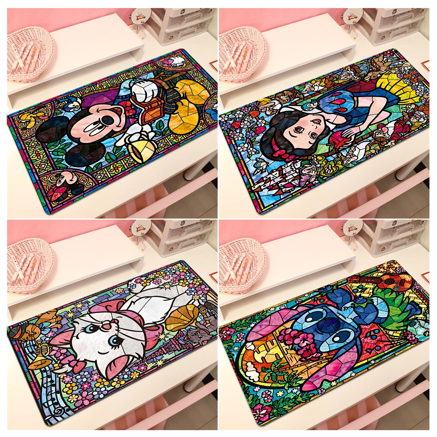 

Витражное стекло диснеевских принцесс, очень большой скоростной игровой компьютерный коврик для клавиатуры, офисного стола, игровой коври...