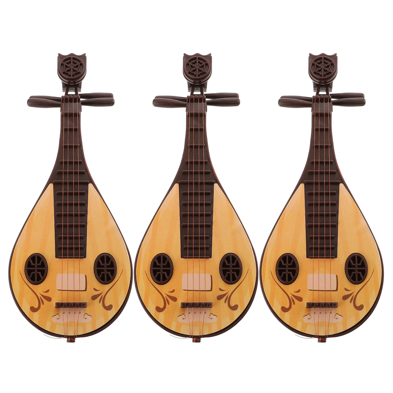 

3Pcs Classical Pipa Model Decorative Mini Musical Instrument Mini Scene Layout Prop
