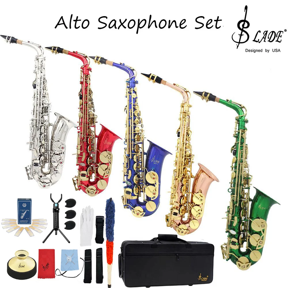 Eb Alto Saxophone Brass Silver Plated Professional Woodwind Instrument E Flat Sax With Case Strap Musical Instrument Accessories