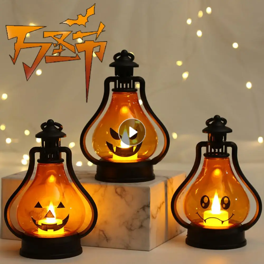 

Halloween Oil Lamp Prop Pumpkin Skull LED Pony Lantern Creative Holiday Bar Party Light Bar Party Atmosphere Props Decors Light
