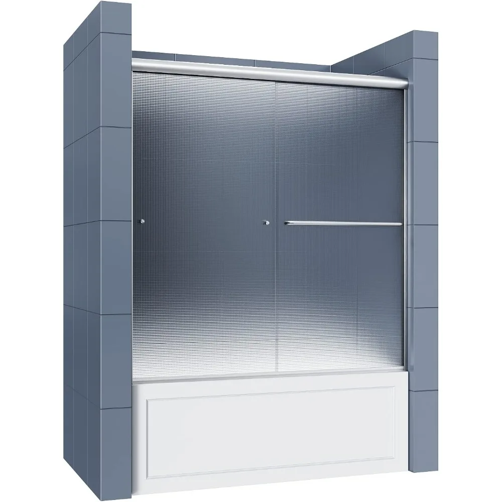 Двери для душа 60X57 4 дюйма стеклянная панель 1/4 матовая никелевая отделка двойные