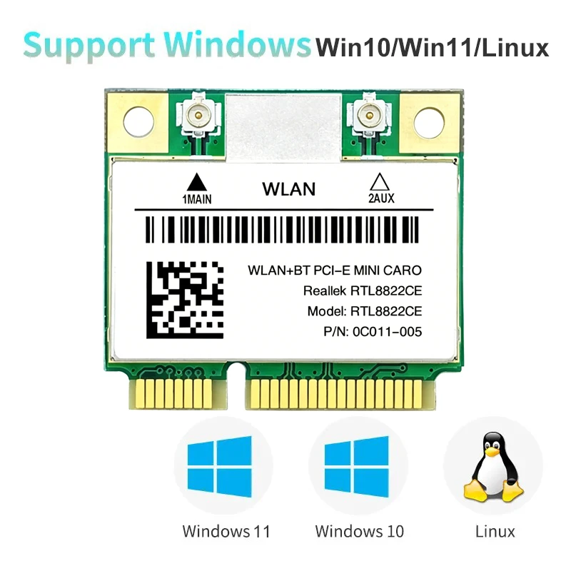 KEBIDUMEI RTL8822CE 1200 Мбитс 2,4G5 ГГц 802.11AC Wi-Fi-карта, сетевая карта Mini PCIe, Bluetooth 5.0, поддержка ноутбуковПК, Windows 1011 (art.: 3920dbd5e2cb1) - 3920dbd5e2cb1