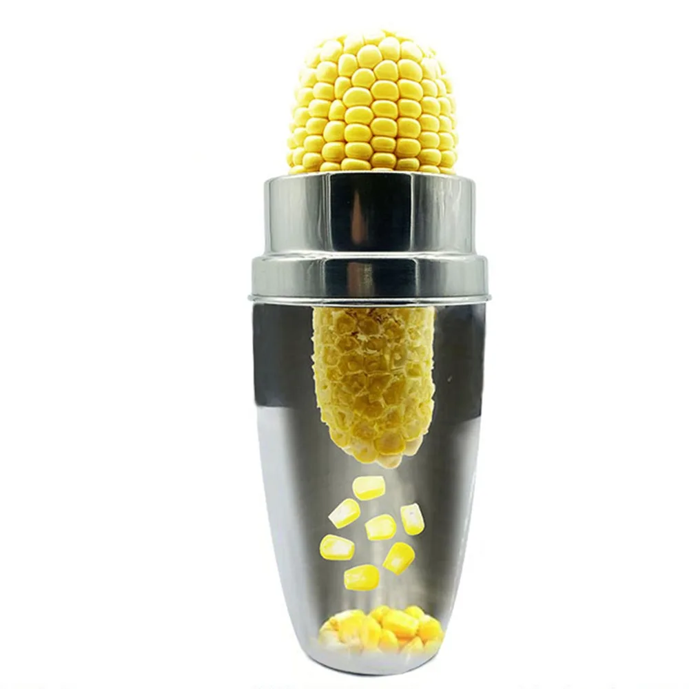 

Silver Corn Stripping Tool Practical Stainless Steel Safe Corn Peeler Portable with Serrated Blade Corn Cob Stripper Kitchen