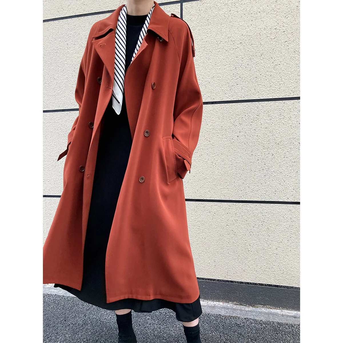 

New Autumn 2022 British Style Loose Women Knee Length Long Trench Coat Women's Winter Coats Casual Loose Female Clothing Outwear
