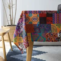 Ethnic Style Tablecloth Cotton Linen Homestay Tablecloth Table Mat Waterproof and Oil-proof Disposable Table Cloth Rectangle