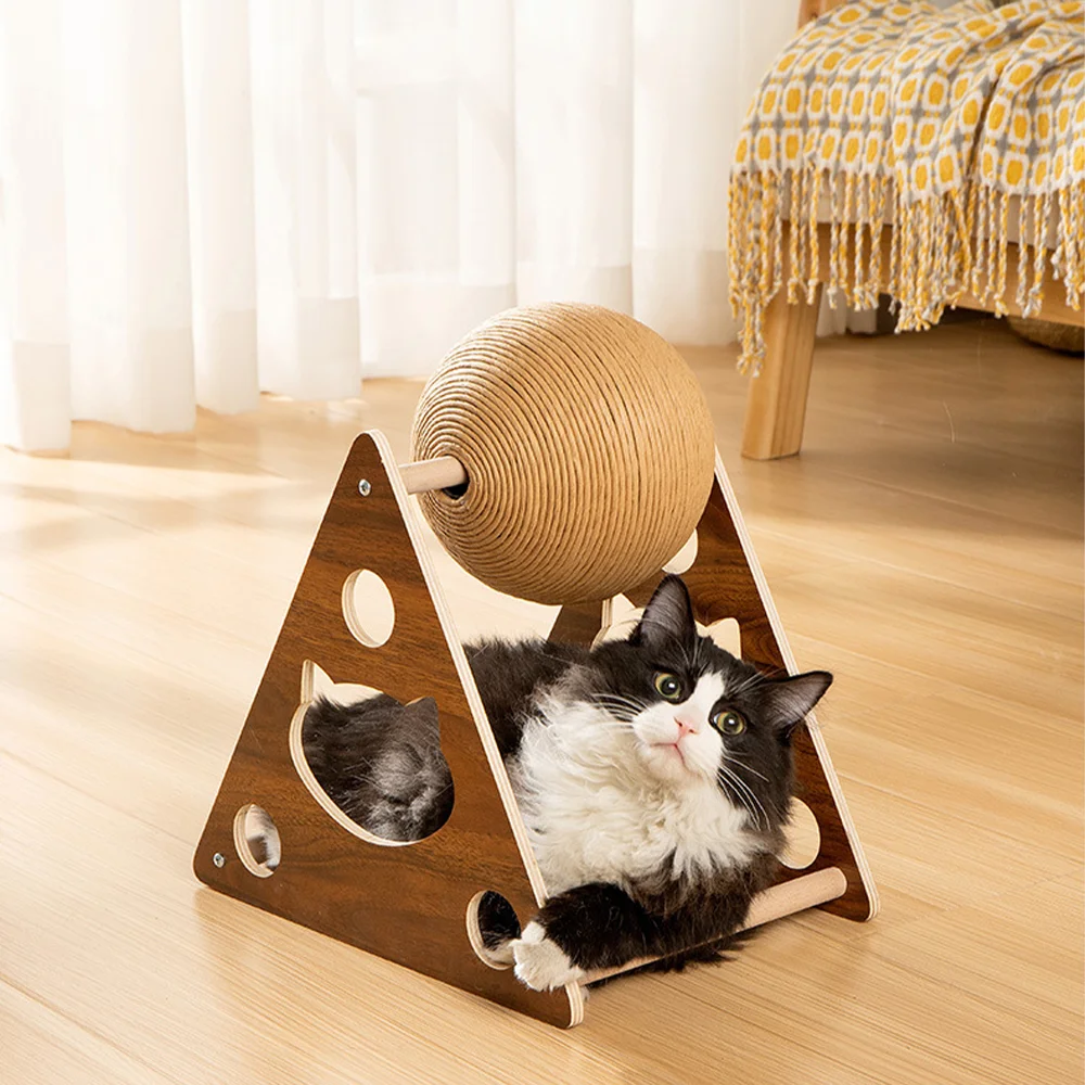 

Cat Scratching Ball Kraft Paper Vertical Cat Scratching Post Solid Wood Grinding Claws Cat Toys Product Does Not Drop Debris