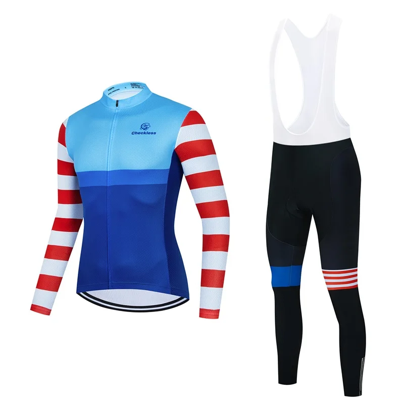 

Cycling Jersey Set 2022 Spring/Autumn Mens Bib Long Pants Quick Dry Cycling Clothing Breathable Team MTB Bike Wear Ropa Ciclismo